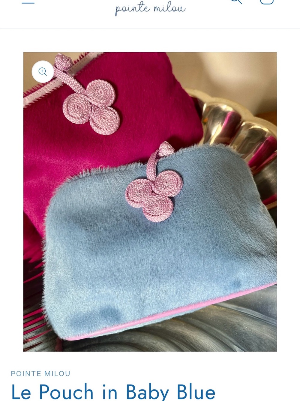 Baby Blue Pouch with Pink Trim